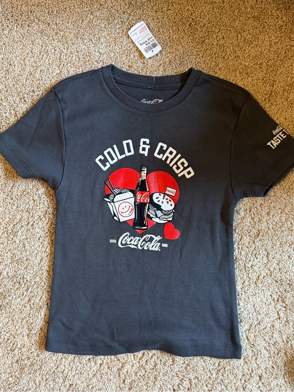 Coca Cola Kids Short Sleeve Tee in Charcoal with Red & White Graphic